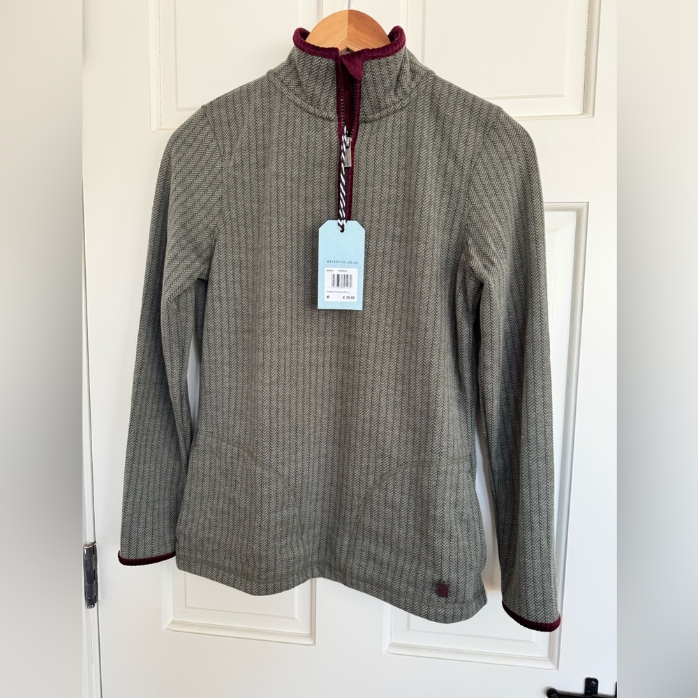 Weird Fish 3/4 Zip Fleece with front pockets and velvet trim